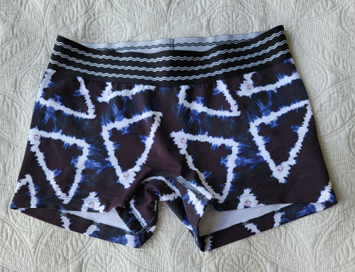 JOLYN Women's Athletic Shorts Tie-Dye Pattern Black White Blue Medium