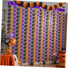 Halloween Party Decorations, 2 PCS Pumpkin Metallic Foil Fringe Curtain