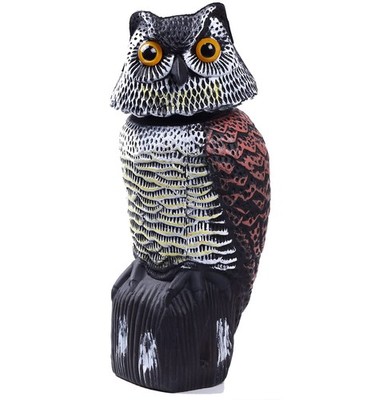 Fake Owl Decoys To Scare Birds Away Rotating Head Nature Enemy Scarecrow Statues