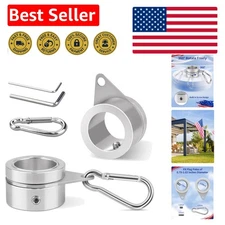 2 Pack Aluminum Alloy Flag Rings for Effortless Flag Display - Silver