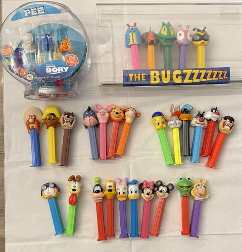 Huge Disney Pixar PEZ Lot Mickey Minnie Pooh Looney Tunes Muppets Garfield + Set