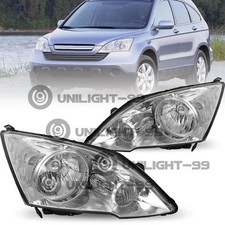 For 2007-2011 Honda Crv Cr-v 4dr Chrome Headlights Clear Corner Pair Lr