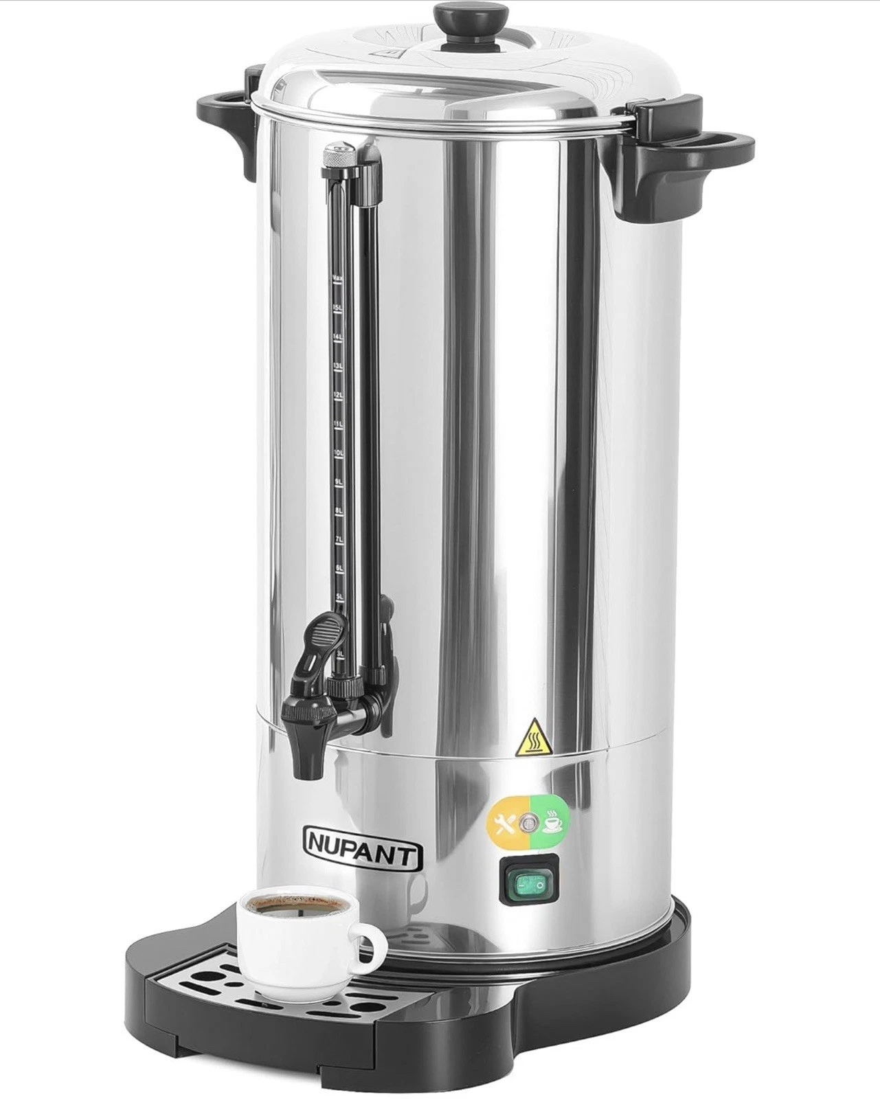 Commercial Coffee Urn 100 Cup/15L Coffee Dispenser with Upgraded Percolator