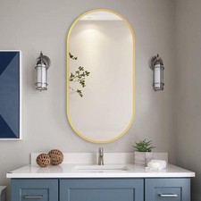 18x36 in Oval Gold Framed Aluminum Wall Mounted Bathroom Vanity Mirror