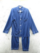 Vintage Diplomat Pajama Set Mens XL Blue Nylon Tricot Long Sleeve Sleepwear USA