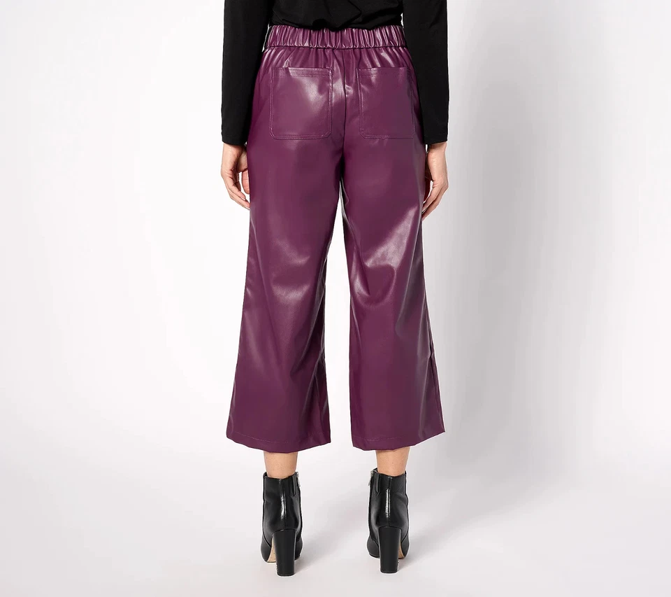 LOGO by Lori Goldstein Faux Leather Crop Pant, Black Regular 10 A627798 - Image 4 of 4