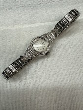 Ladies Vintage Hamilton 14K White Gold and Diamond Cocktail Watch Art Deco