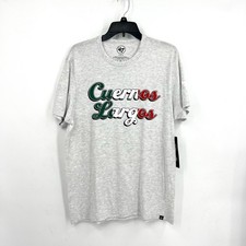 47 BRAND Mens Cuernos Lagros Texas Longhorn Shot Sleeve Tee Medium Grey NWT