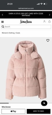 Mackage Pink Puffer Jacket Women Full Zip Collared Lined Mid-Length Winter