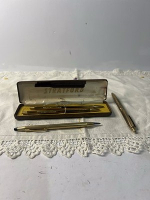 Set Of Stratford Gold Pens, Also A Cross And Another Random One, Set Of 4