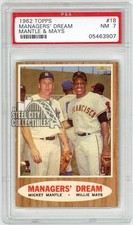 Mickey Mantle Willie Mays 1962 Topps Baseball Managers' Dream Card #18 PSA 7