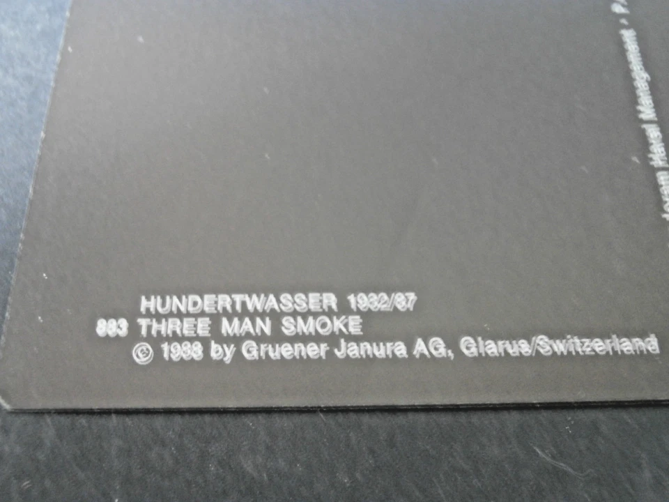 HUNDERTWASSER 1982/1987 „ 883 THREE MAN SMOKE“ Unbenutzt-Postkarte - Bild 2 von 2