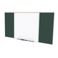 Pemberly Row Vinyl 4' x 16' Bulletin  Magnetic Whiteboard B-Set in Ebony Brown