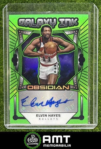 Elvin Hayes Auto 2024-25 Panini Obsidian 10/25 Galaxy Ink Green Flood Bullets