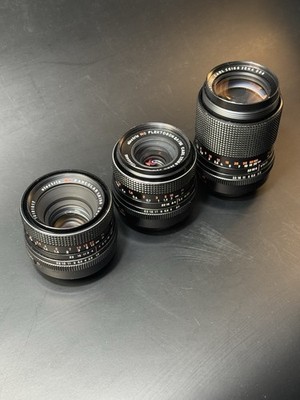 Set Of 3 Carl Zeiss Jena MC Lenses 35mm F2.4, 50mm F1.8, 135mm F3.5 M42 Mount