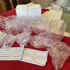 AOZITA 4 Pcs, Acrylic Qtip Holder Dispenser for Cotton 4 Pack 10OZ, Clear 