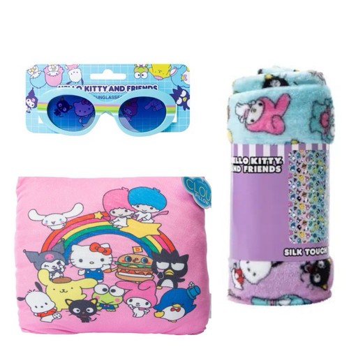 New 3pc Hello Kitty Sunglasses, Silk Touch Throw Blanket, Pillow