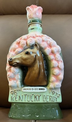 VINTAGE 1972 JIM BEAM KENTUCKY DERBY CANONERO II 1971 WINNER DECANTER