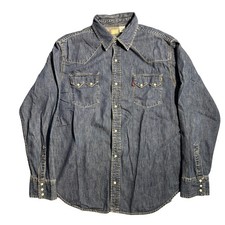 Vintage Levi's Mens XL Western Denim Shirt Blue Pearl Snap Long Sleeve Cotton XL