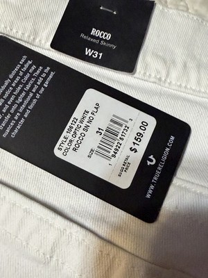 True Religión Rocco Relaxed Skinny Jeans Men's 31 White No Flap | eBay