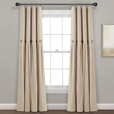 Linen Button Window Curtain Panel Single 40" W x 84" L Dark Linen Country