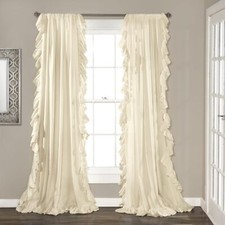 Reyna Ruffle Window Curtain Panel Set, Pair, 54" W x 108" L,- Flowy Curtain Set