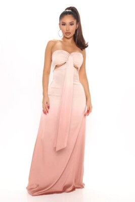 chinese dress ladies Sheer Nude Formal Maxi Dress with Choker