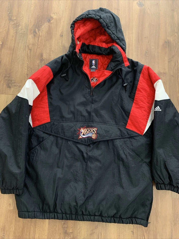 Jaqueta masculina XXL com capuz Adidas Philadelphia 76ers Sixers NBA BASKETBALL vintage - Imagem 3 de 4