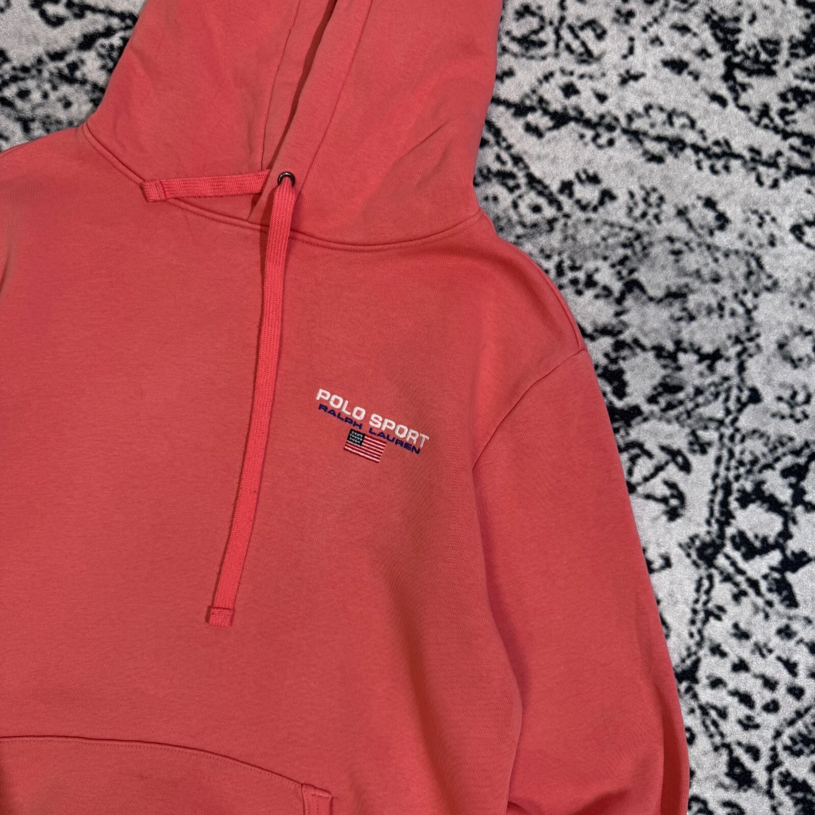 GUCCI Felpa con cappuccio vintage Ralph Lauren unisex rosa cotone taglia XS polo sport logo Y2K anni 90