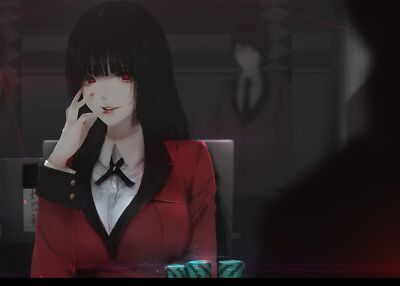 Anime kakegurui jabami yumeko girls hime cut pale black Playmat Gaming Mat Desk