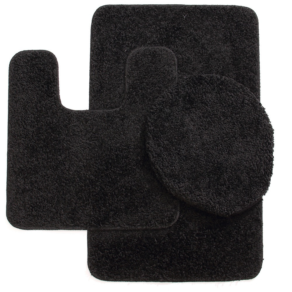 SOLID ASSORTED COLORS BATH RUG CONTOUR MAT TOILET LID COVER BATHROOM SET 3PC #6