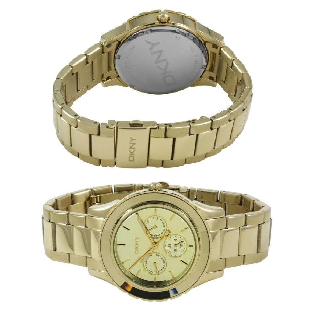 NEW DKNY GOLD TONE MIRROR BEZEL MULTI DIAL BRACELET WATCH NY2118