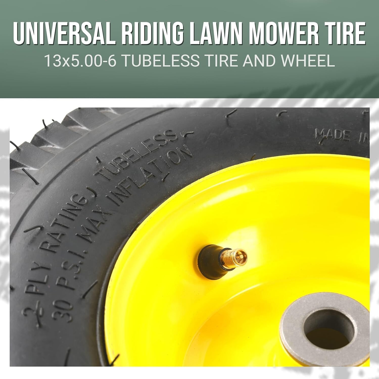 13x5.00-6 Tire and Wheel Assembly (2-Pack), Tubeless Lawn Mower Tire with Rim