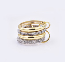 Diamond 4 Set Band Ring, Woman Gray  Gold Plated Stacking Band Ring Jewelry