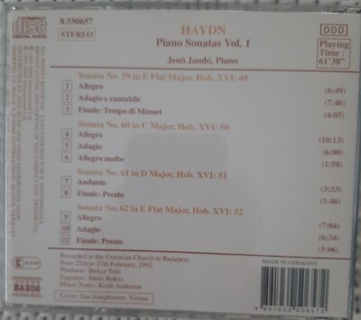 Haydn: Piano Sonatas Vol. 1 Nos. 59-62 Jeno Jando (1993, Naxos