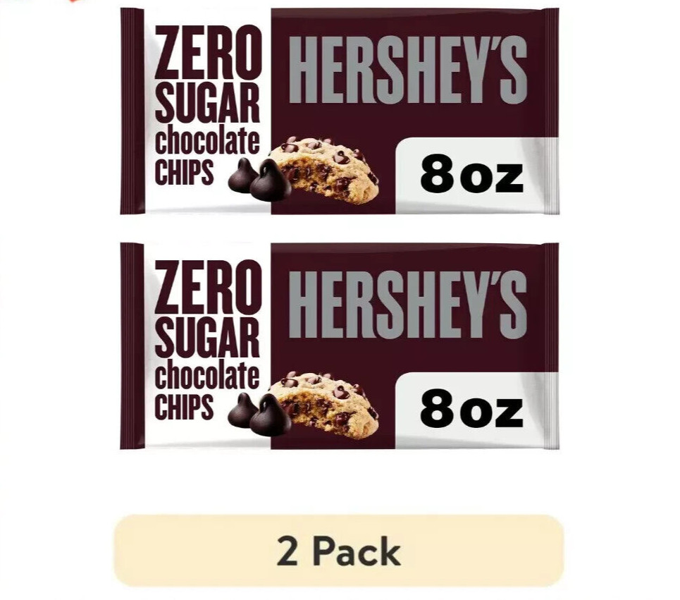Nuevo Hershey'S Zero Sugar Chocolate Baking Chips, Bolsa 8 OZ (Paquete de 2)