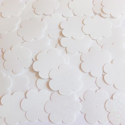 Flower Sequin 1'' / 25mm White Crystal Hologram Glitter Sparkle Couture Paillette