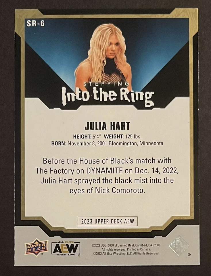 2023 UPPER DECK JULIA HART AEW #SR-6 STEPPING INTO THE RING GOLD PARALLEL - Image 2 of 2