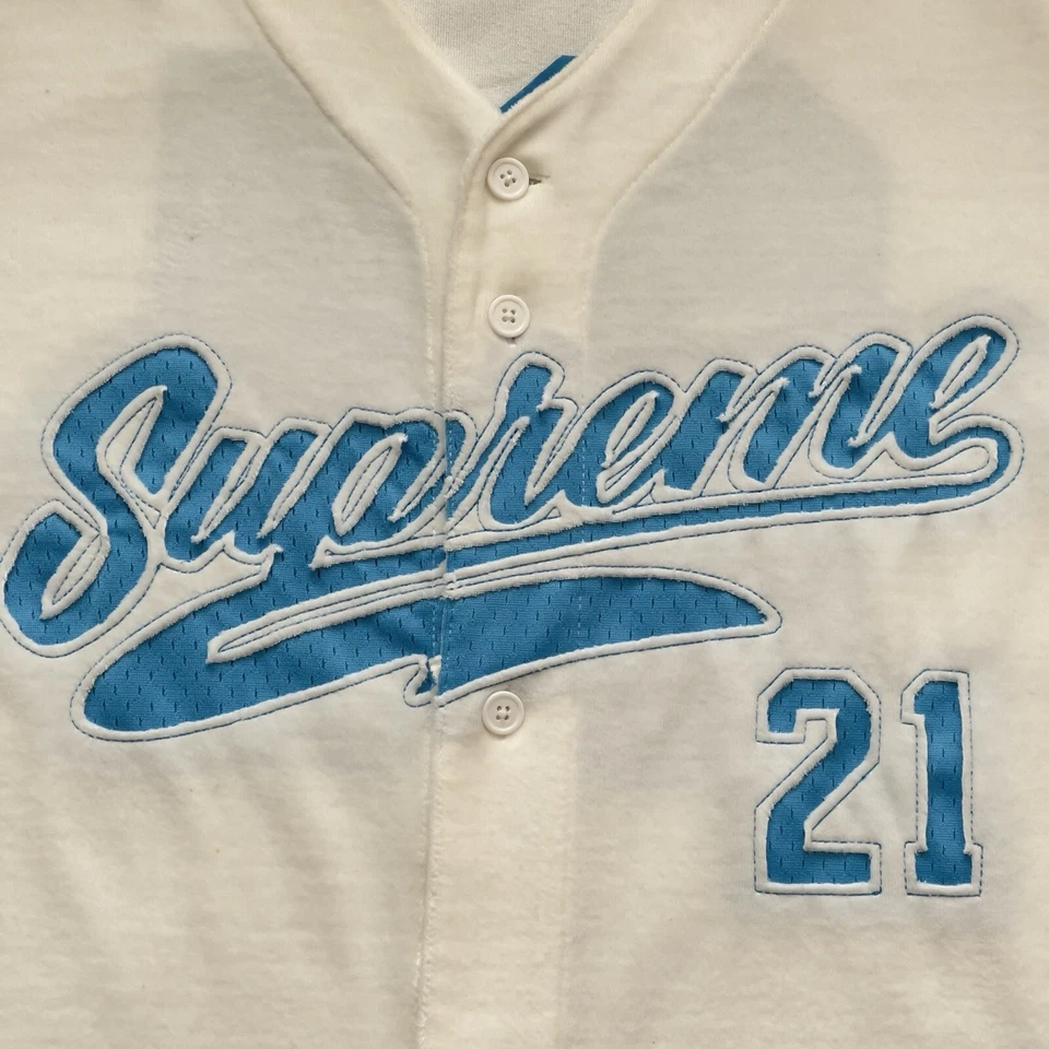 Camiseta de béisbol Supreme Velour #21 mezcla de algodón blanca para hombre mediana en muy buen estado Foto 3 de 4
