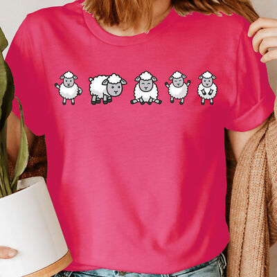 Damen-T-Shirts T-Shirt Schaf Bauernhof Bauer süß Tierliebhaber Geschenk Neuheit Top #NED