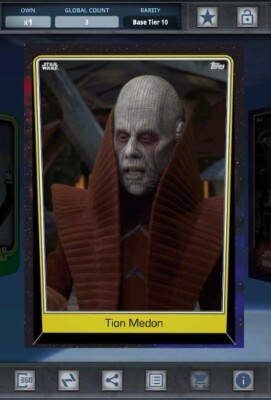 Star Wars Card Trader - 2017 Base Tier 10 Galaxy Tion Medon 3cc