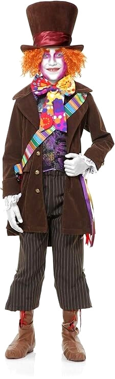 Disfraz de Sombrerero Loco Charades para niño con pantalones y botas, pequeño