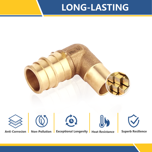 EFIELD 5 To100 Packs 3/4"Pex A x1/2" Female Sweat Elbow Expansion Brass Fittings - Picture 4 of 12