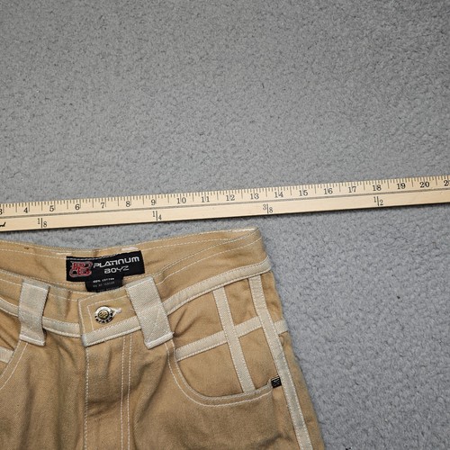 Mens Hip Hop Baggy Pants Jeans Beige Basketball Logos Size 28X27 - Picture 10 of 14