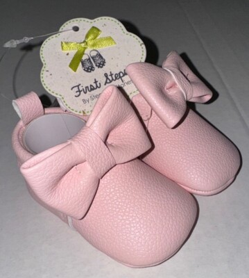 FIRST STEPS Baby shoes vinyl moccasin style/pink size 1 (0-3 months)