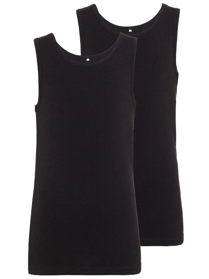 NAME IT Jungen 2er Pack Unterhemden Set schwarz Größe 110 bis 158/164