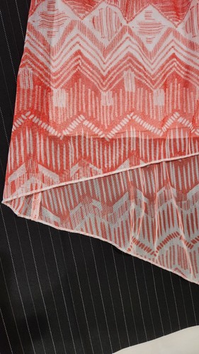 Speechless Girls Coral Pink Geometric Chevron Hi-Lo Chiffon Lined Dress Sz 12/14 - Picture 9 of 9