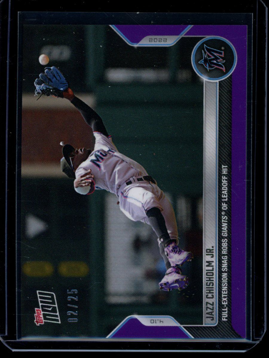 2022 Topps Now #32 Jazz Chisholm Jr Purple Parallel Card #d 2/25
