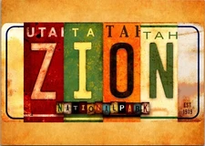 Zion National Park Moab Utah Car plate postcard