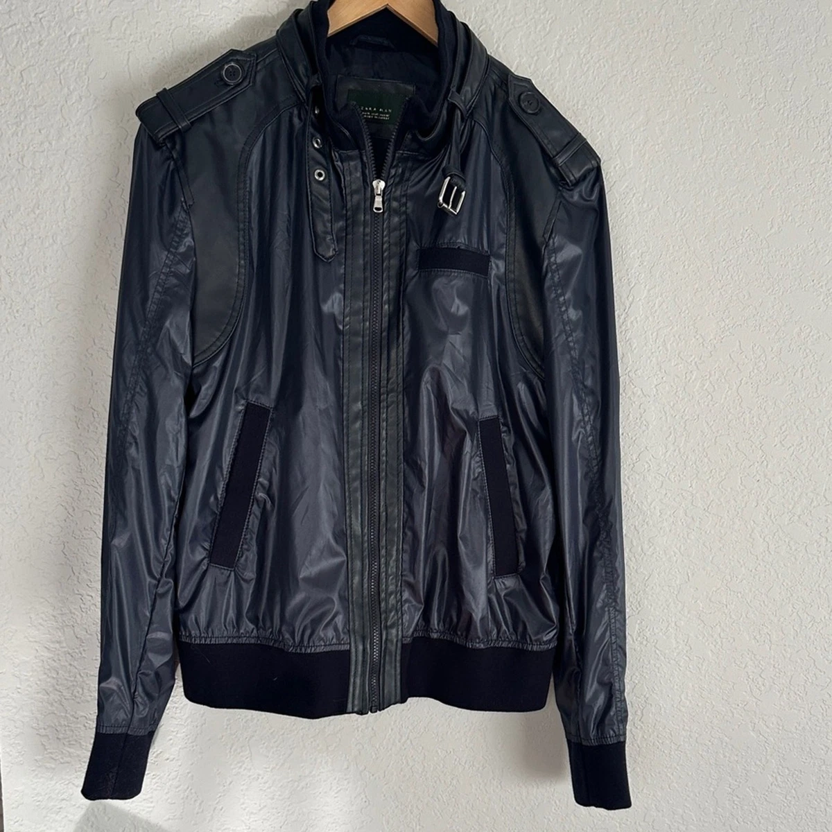 Zara Faux Leather Outer Shell Blue Coats, Jackets & Vests for Men